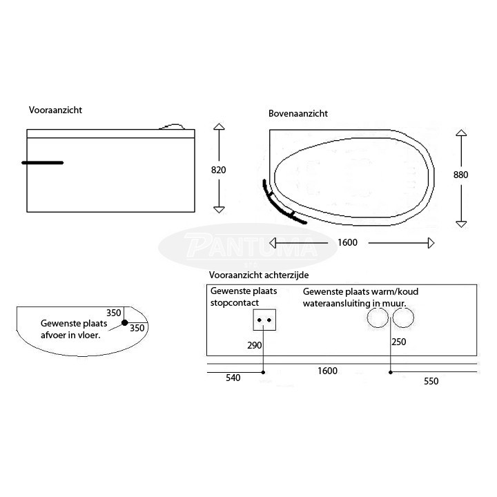 Hydromasážní vana SSWW A302 pravá verze 160x88x82