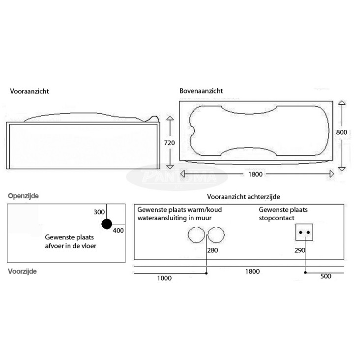 Hydromasážní vana SSWW W0808 pravá verze 180x80x73