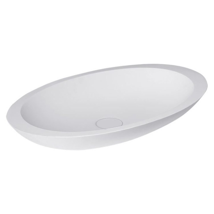 Umyvadlo StoneArt LC117 z minerálního kamene bílé 59×34 matné