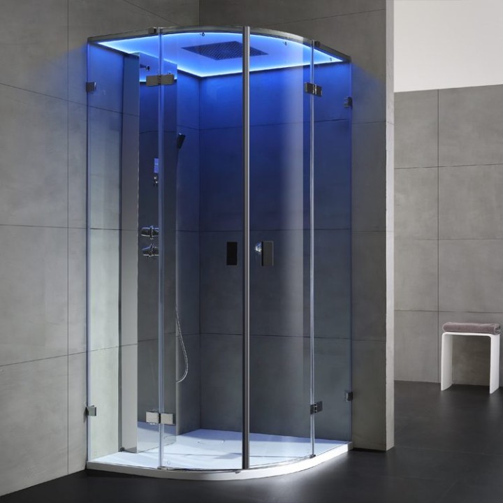 Parní sprchový box EAGO AWT LD110F15 stříbrný 90×90