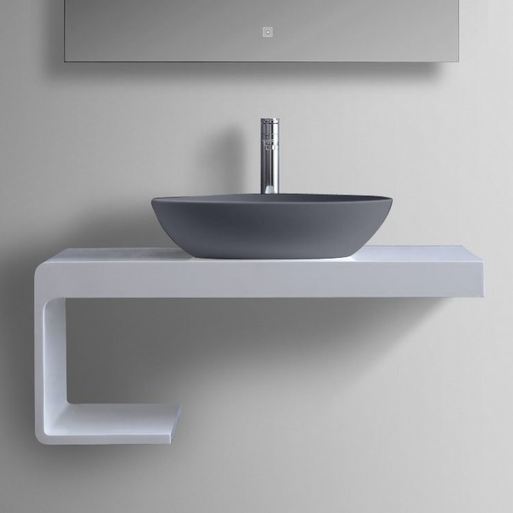 Umyvadlo StoneArt LC154 z minerálního kamene betonově šedé 56×43 matné