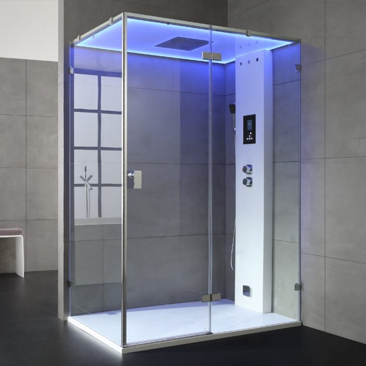 Parní sprchový box EAGO AWT LD111F15 bílý lesklý 150×90 pravé provedení