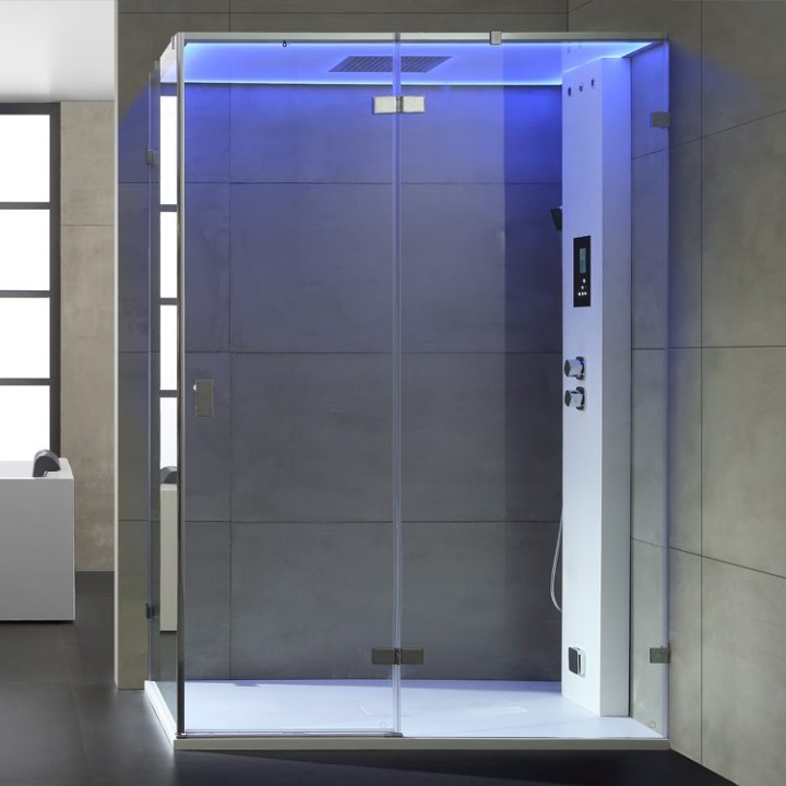 Parní sprchový box EAGO AWT LD111F15 bílý matný 150×90 pravé provedení