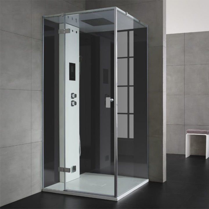 Parní sprchový box EAGO AWT LD206F15 černý 100×100 levé provedení