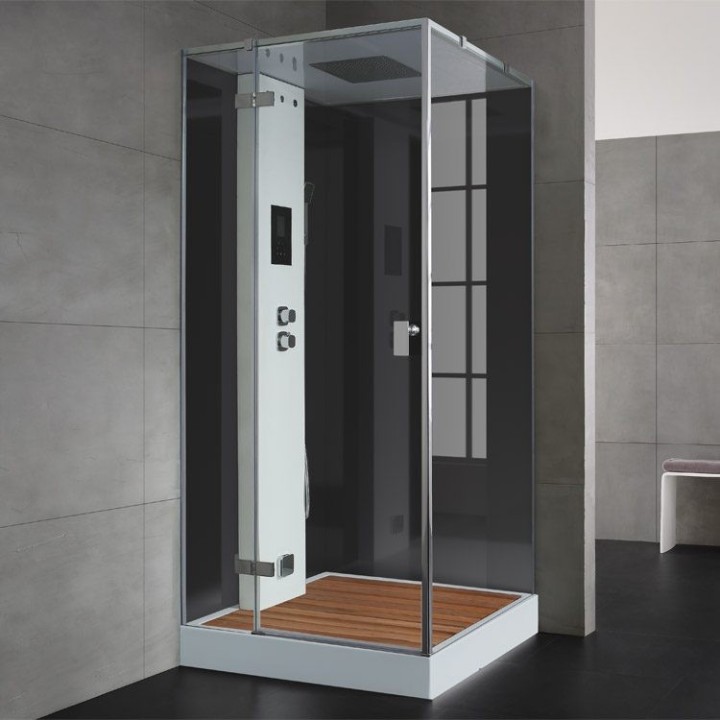 Parní sprchový box EAGO AWT LD208F15 s sprchovou vaničkou černý 90×90 levé provedení