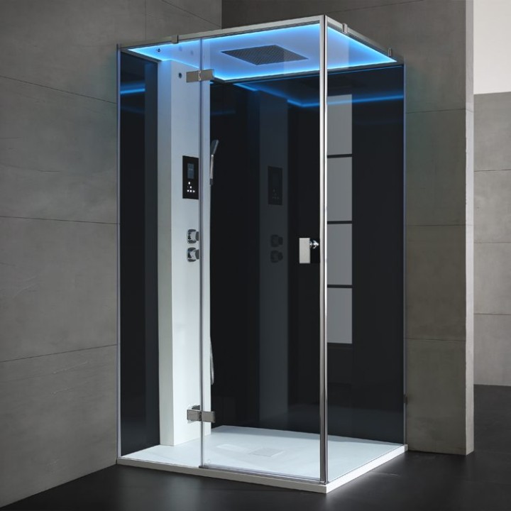 Parní sprchový box EAGO AWT LD207F15 černý 120×90 levé provedení