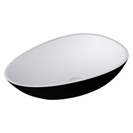 Umyvadlo StoneArt LC150 z minerálního kamene černobílé 60×35 matné
