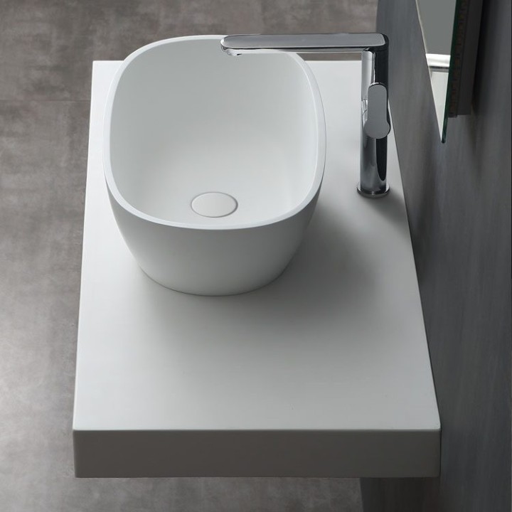 Umyvadlo StoneArt LC151 z minerálního kamene bílé 57×33 lesklé