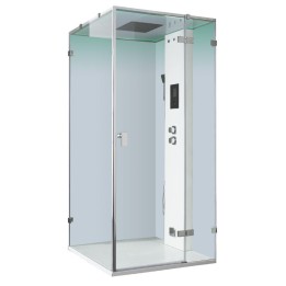 Parní sprchový box EAGO AWT LD106F15 bílý lesklý 100×100 pravé provedení