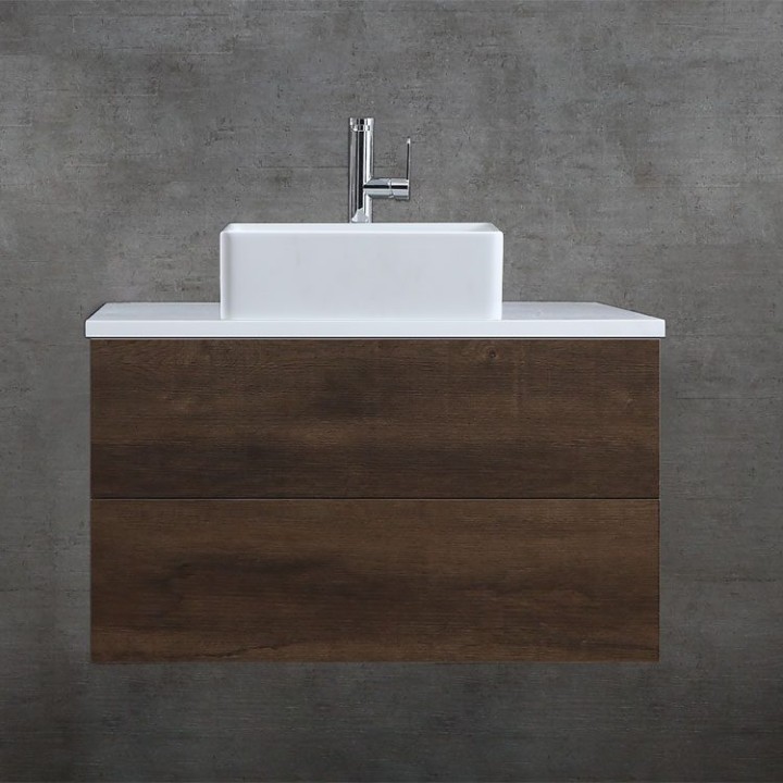 Umyvadlo StoneArt LC110 z minerálního kamene bílé 40×40 lesklé