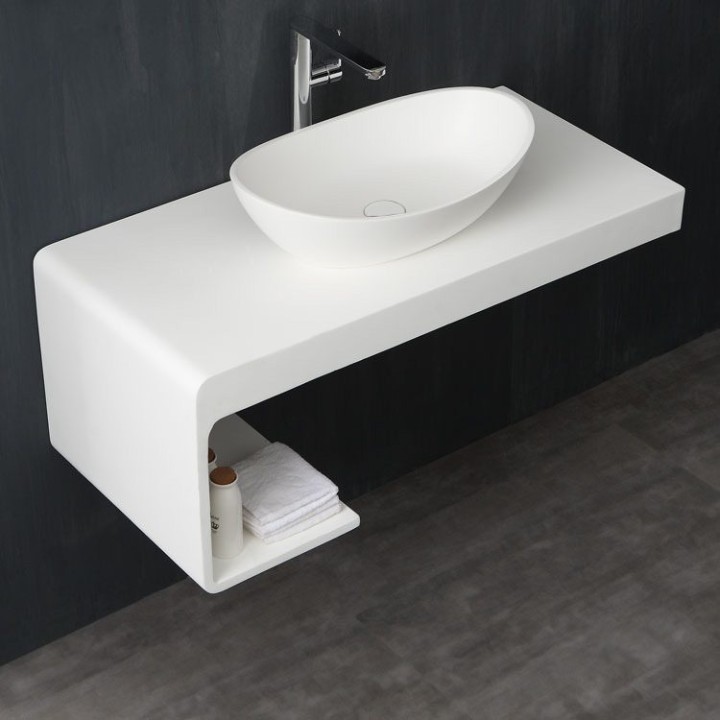 Umyvadlo StoneArt LC149 z minerálního kamene bílé 56×35 lesklé