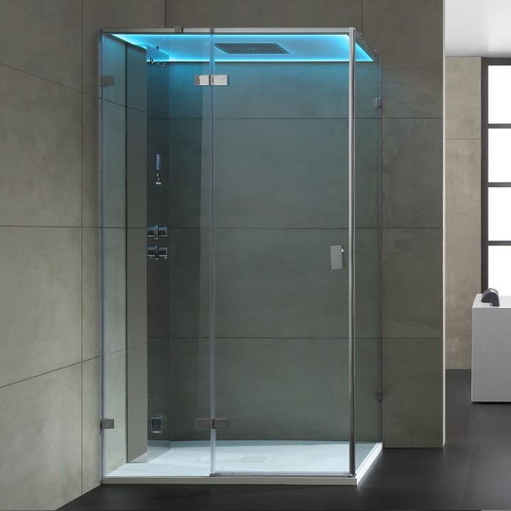 Parní sprchový box EAGO AWT LD107F15 stříbrný 120×90 levé provedení
