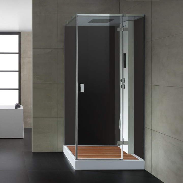 Parní sprchový box EAGO AWT LD208F15 s sprchovou vaničkou černý 90×90 pravé provedení