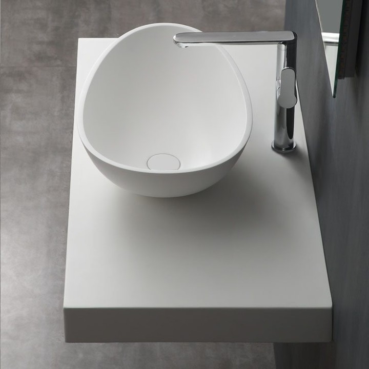 Umyvadlo StoneArt LC150 z minerálního kamene bílé 60×35 matné