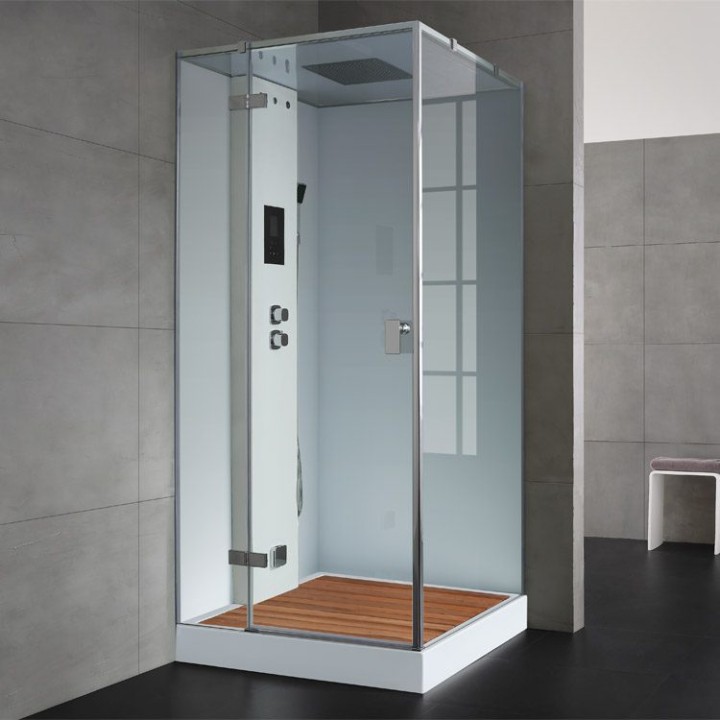 Parní sprchový box EAGO AWT LD206F15 s sprchovou vaničkou bílý 100×100 levé provedení