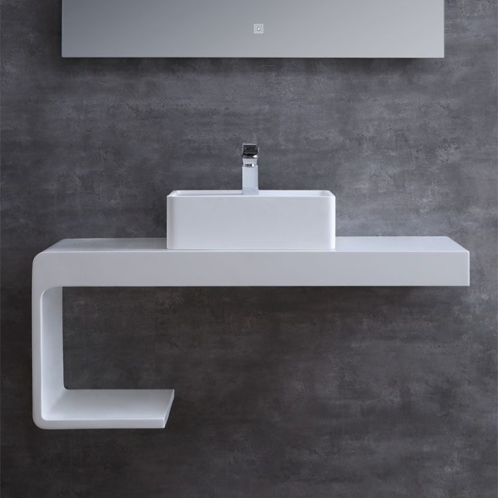 Umyvadlo StoneArt LC147 z minerálního kamene bílé 40×40 lesklé