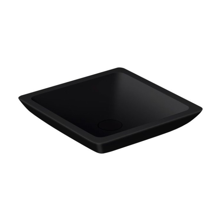 Umyvadlo StoneArt LC115 z minerálního kamene černé 38×38 matné