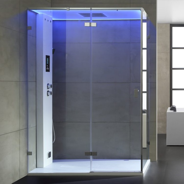 Parní sprchový box EAGO AWT LD111F15 bílý matný 150×90 levé provedení