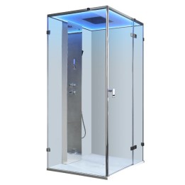 Parní sprchový box EAGO AWT LD108F15 stříbrný 90×90 pravé provedení