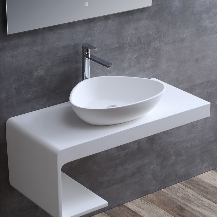 Umyvadlo StoneArt LC154 z minerálního kamene bílé 56×43 lesklé