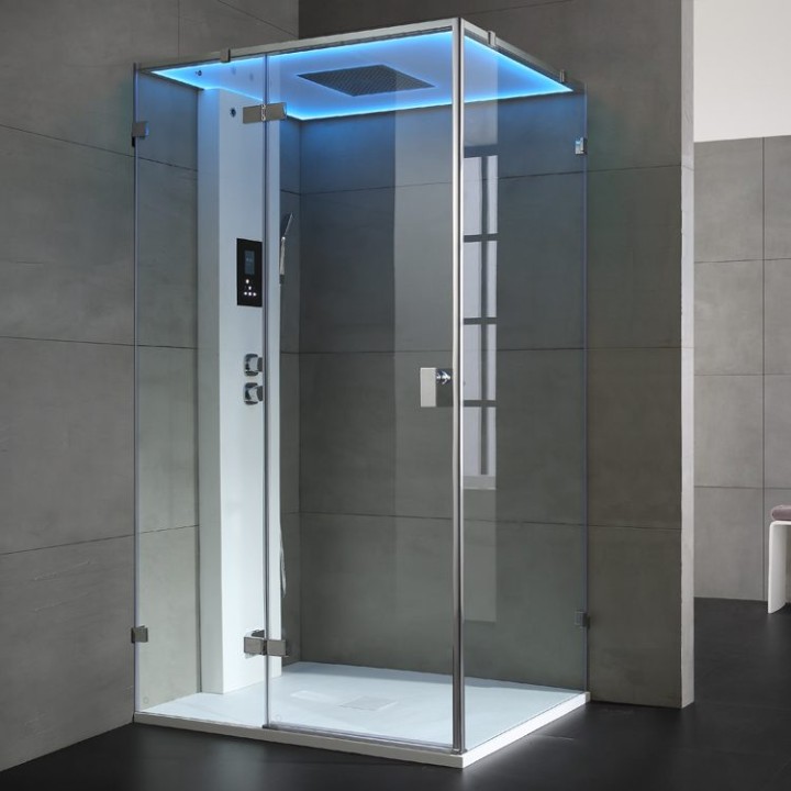 Parní sprchový box EAGO AWT LD107F15 bílý lesklý 120×90 levé provedení