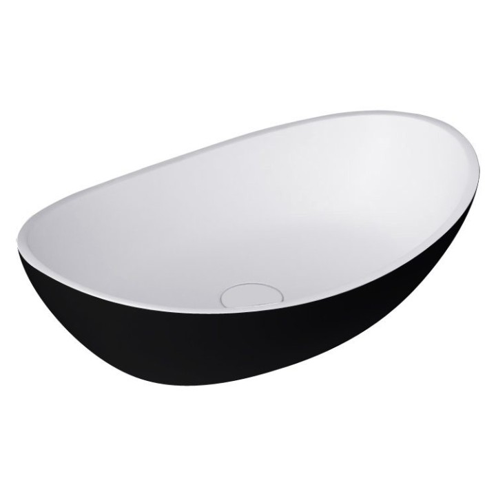 Umyvadlo StoneArt LC149 z minerálního kamene černobílé 56×35 matné