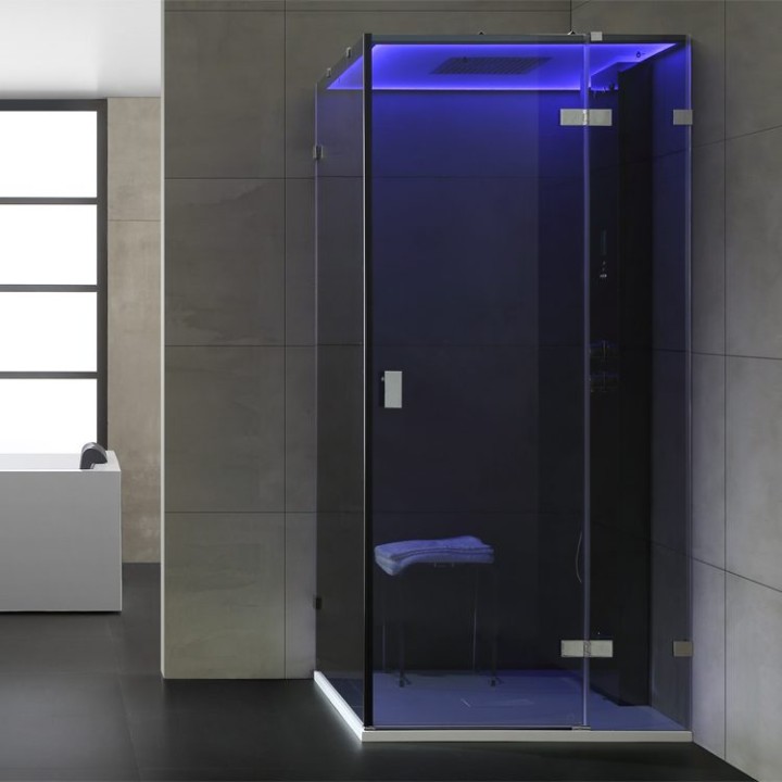 Parní sprchový box EAGO AWT LD108F15 černý 90×90 pravé provedení