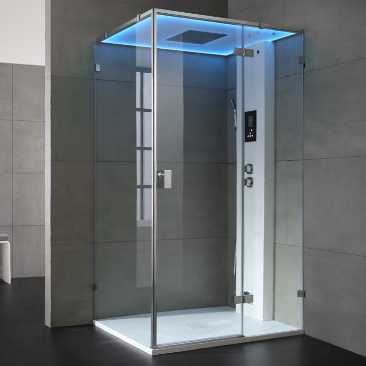 Parní sprchový box EAGO AWT LD107F15 bílý lesklý 120×90 pravé provedení