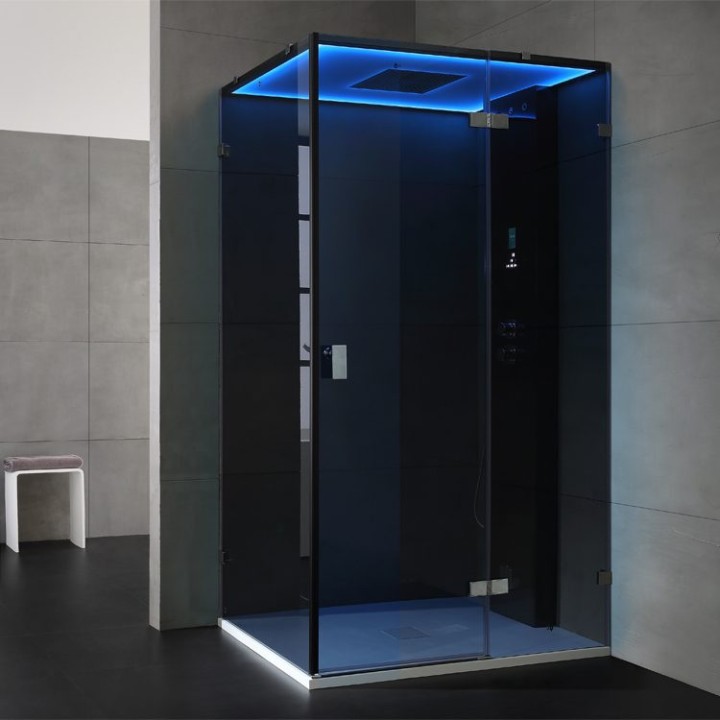Parní sprchový box EAGO AWT LD107F15 černý 120×90 pravé provedení
