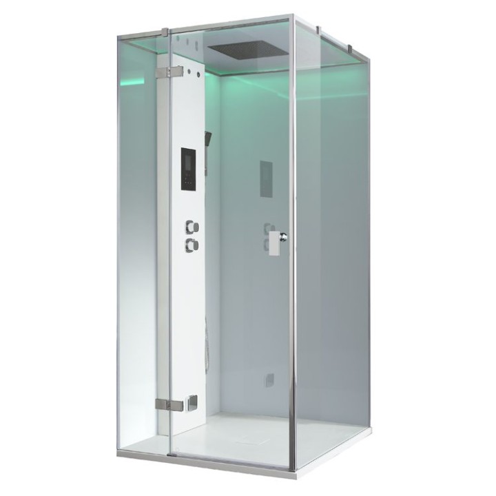Parní sprchový box EAGO AWT LD206F15 bílý 100×100 levé provedení