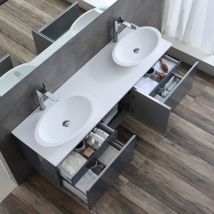 Koupelnový nábytek – set StoneArt Milano ME-1600pro-3 dubový tmavý 160×45