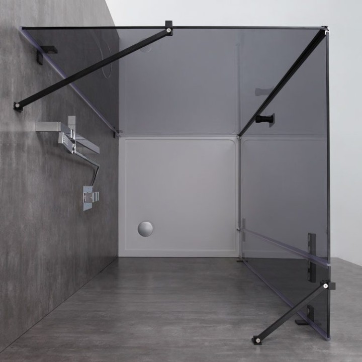 Sprchový kout EAGO AWT LAS0900-B černý 90×90 levé provedení
