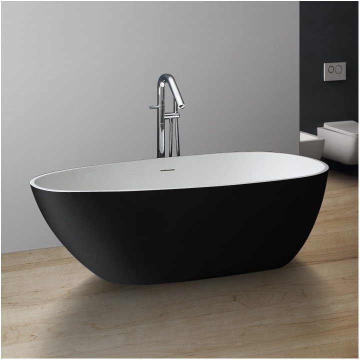 Volně stojící vana StoneArt BS-505 černobílá 171×85 matná