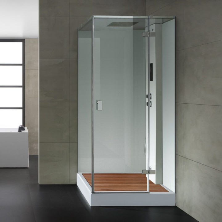 Parní sprchový box EAGO AWT LD206F15 s sprchovou vaničkou bílý 100×100 pravé provedení