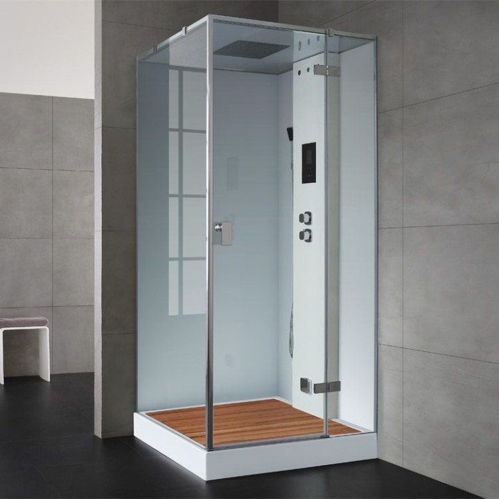 Parní sprchový box EAGO AWT LD206F15 s sprchovou vaničkou bílý 100×100 pravé provedení