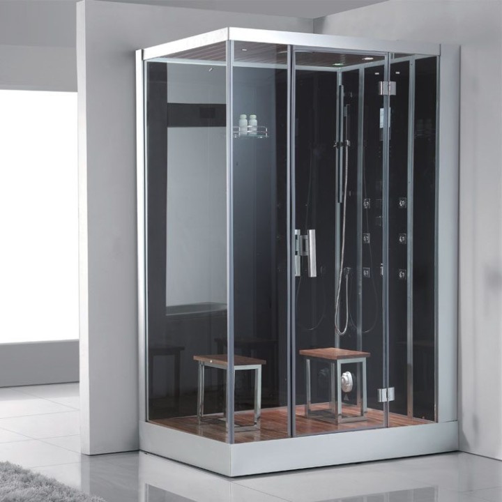 Parní sprchový box EAGO AWT DZ961F8 černý 150×90 pravé provedení