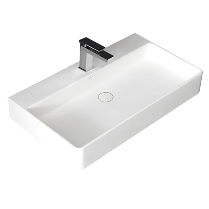 Umyvadlo StoneArt LP6208 z minerálního kamene bílé 80×46 matné