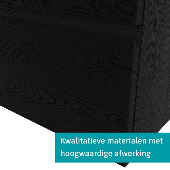 Koupelnový nábytek Modulo s umyvadlem | 180 cm černý dub čelo bez úchytek minerální mramor 4 zásuvky