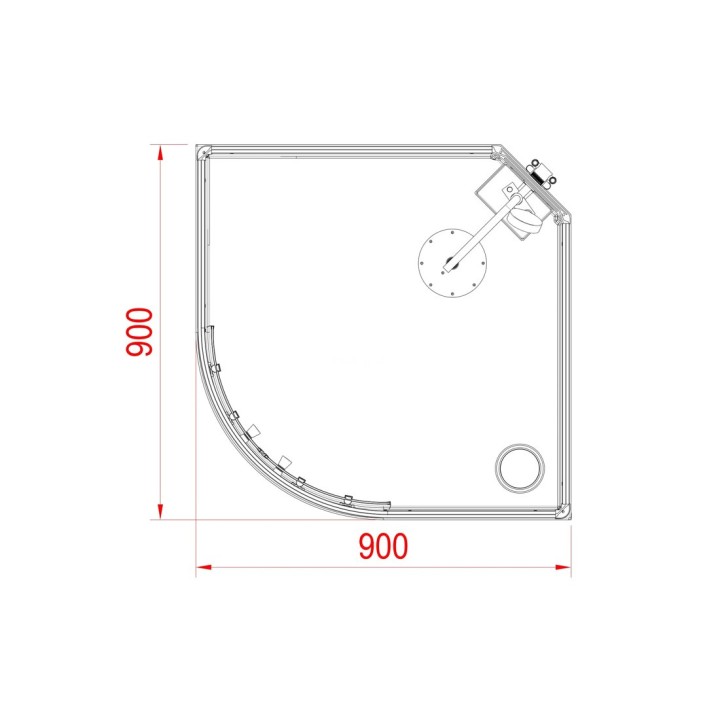 Kompletní sprchový kout Modera | 90×90 cm bílé sklo posuvné dveře čtvrtkruhová