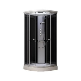 Kompletní sprchový kout Modera | 80×80 cm černé sklo posuvné dveře čtvrtkruhová