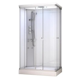 Kompletní sprchový kout Modera | 120×80 cm bílé sklo posuvné dveře obdélníková