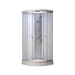 Kompletní sprchový kout Modera | 80×80 cm bílé sklo posuvné dveře čtvrtkruhová