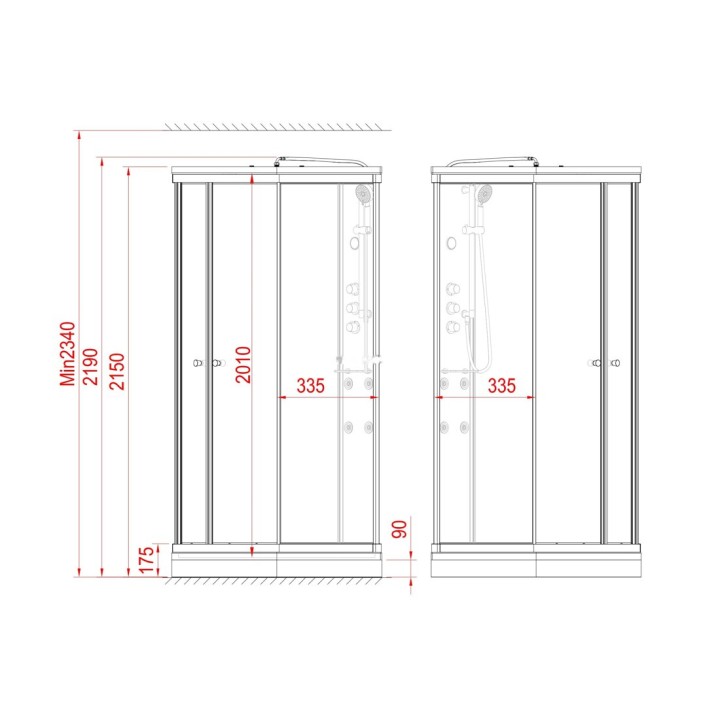 Kompletní sprchový kout Modera | 80×80 cm bílé sklo posuvné dveře čtvrtkruhová
