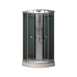Kompletní sprchový kout Modera | 80×80 cm zrcadlové sklo posuvné dveře čtvrtkruhová