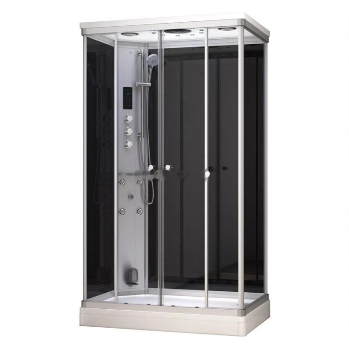 Parní kabina Modera pro 2 osoby | 140×90 cm černé sklo posuvné dveře obdélníková