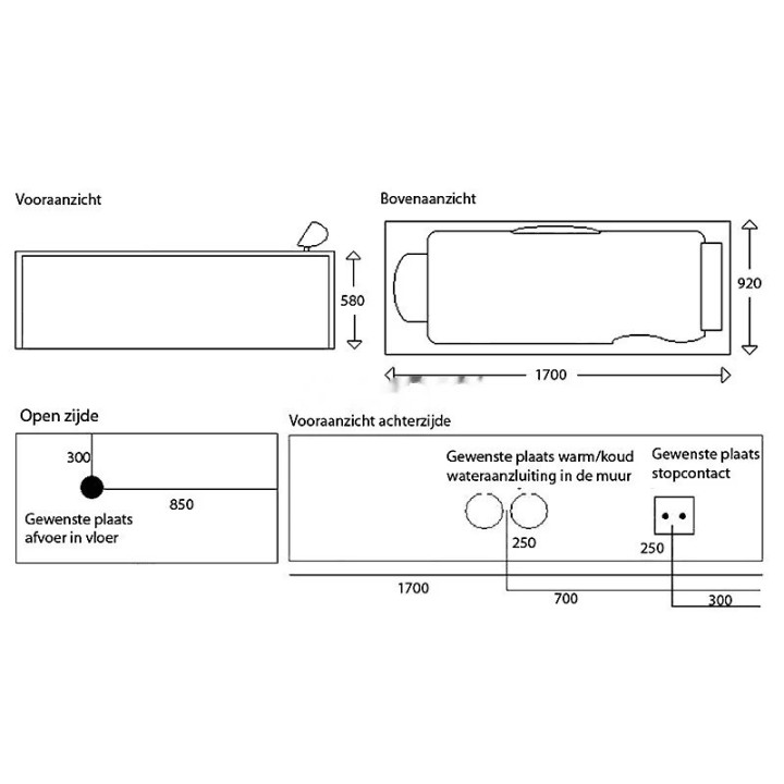 Vířivá vana Pacific Silver | pro 1 osobu levá 170×92 cm vodní masáž