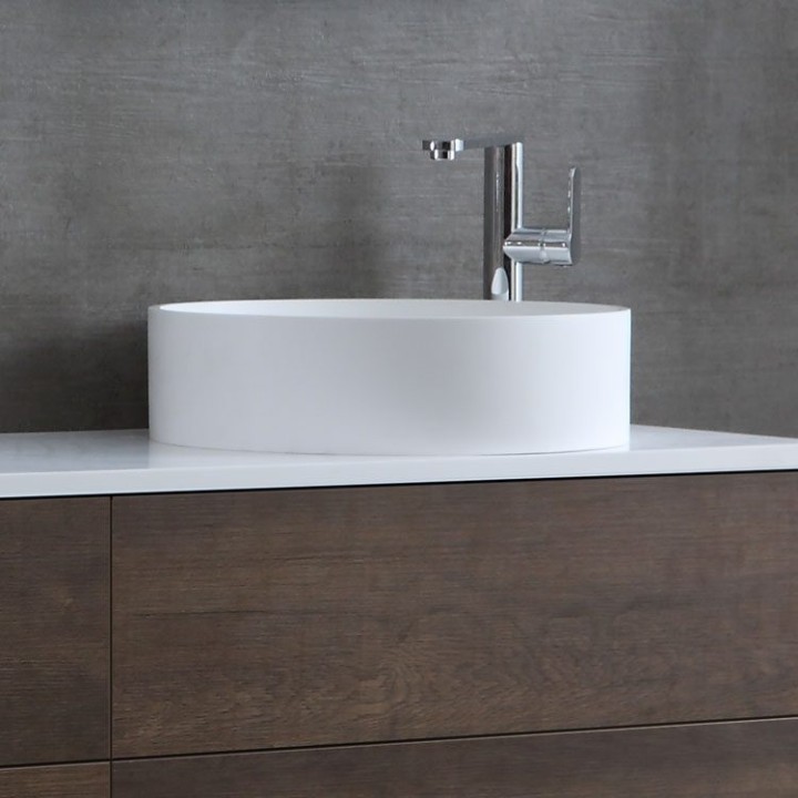 Umyvadlo StoneArt LC112 z minerálního kamene bílé 45×45 matné
