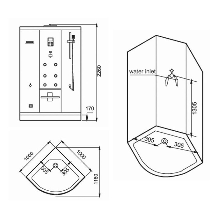 Parní sprchový box EAGO AWT DZ963F8 bílý 100×100