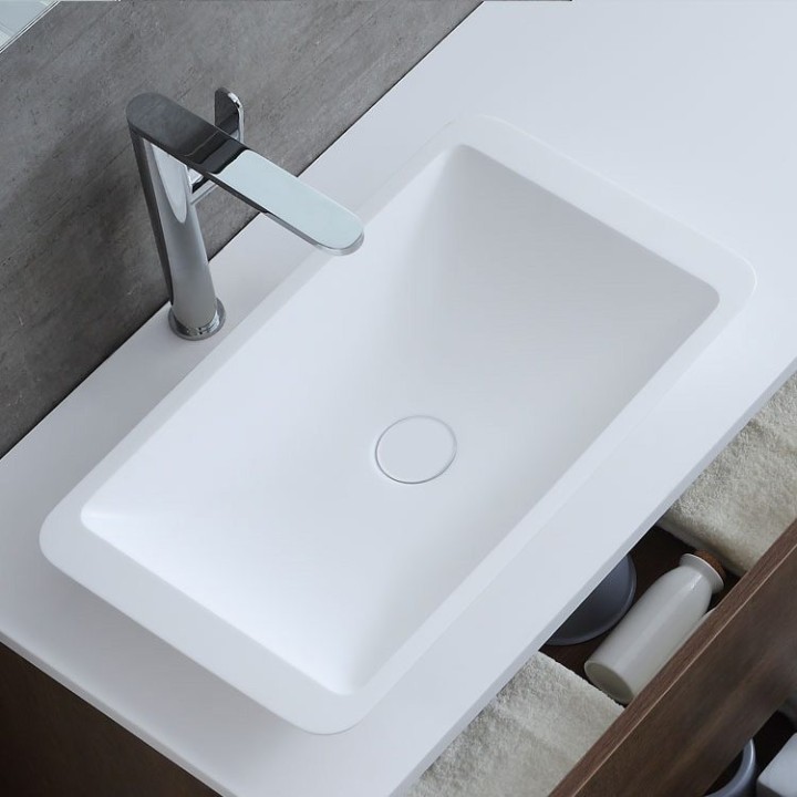Umyvadlo StoneArt LC118 z minerálního kamene bílé 59×34 matné