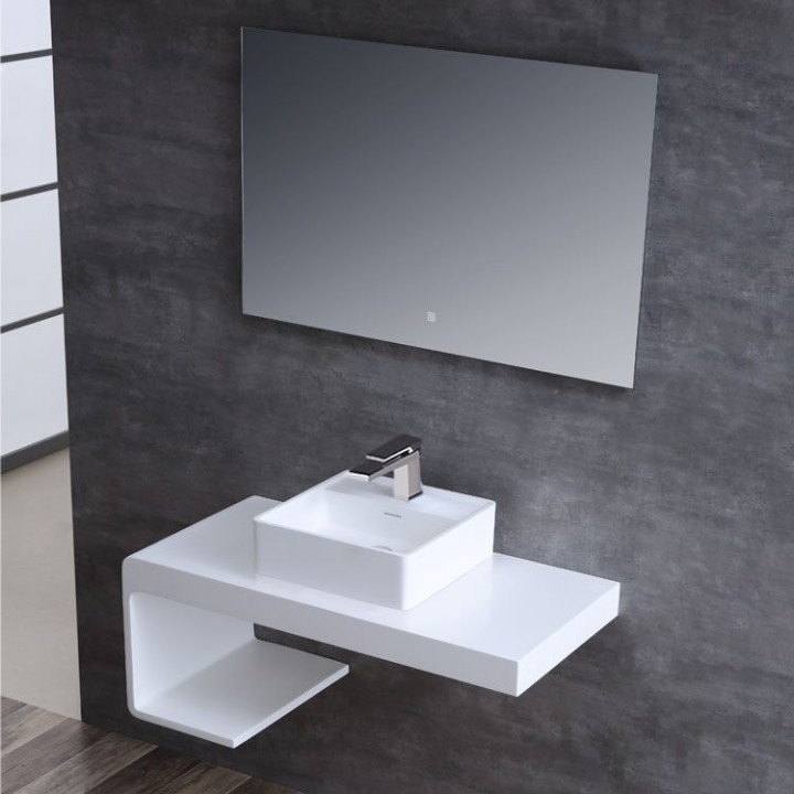 Umyvadlo StoneArt LC147 z minerálního kamene bílé 40×40 matné